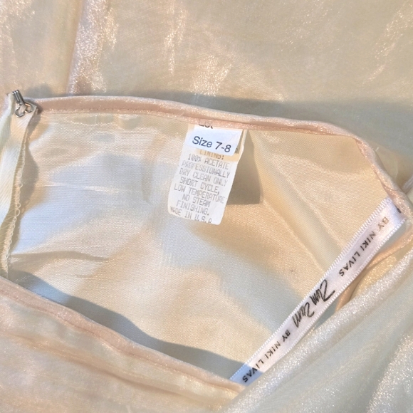 Y2K Creamy Pale Yellow & Gold Thread Organza Corset 2 Piece Prom Dress *READ* - Picture 9 of 11